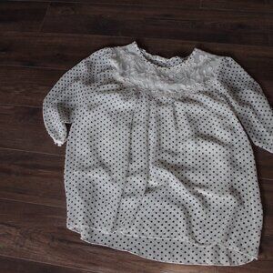 Ladies Black Polka -Dot Shear Lace Blouse By Mig